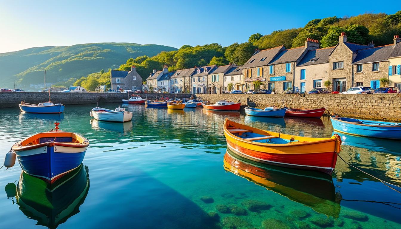 plongez dans l'atmosphère paisible de ce charmant port breton, idéal pour immortaliser des moments inoubliables grâce à ses paysages enchanteurs et son ambiance sereine.