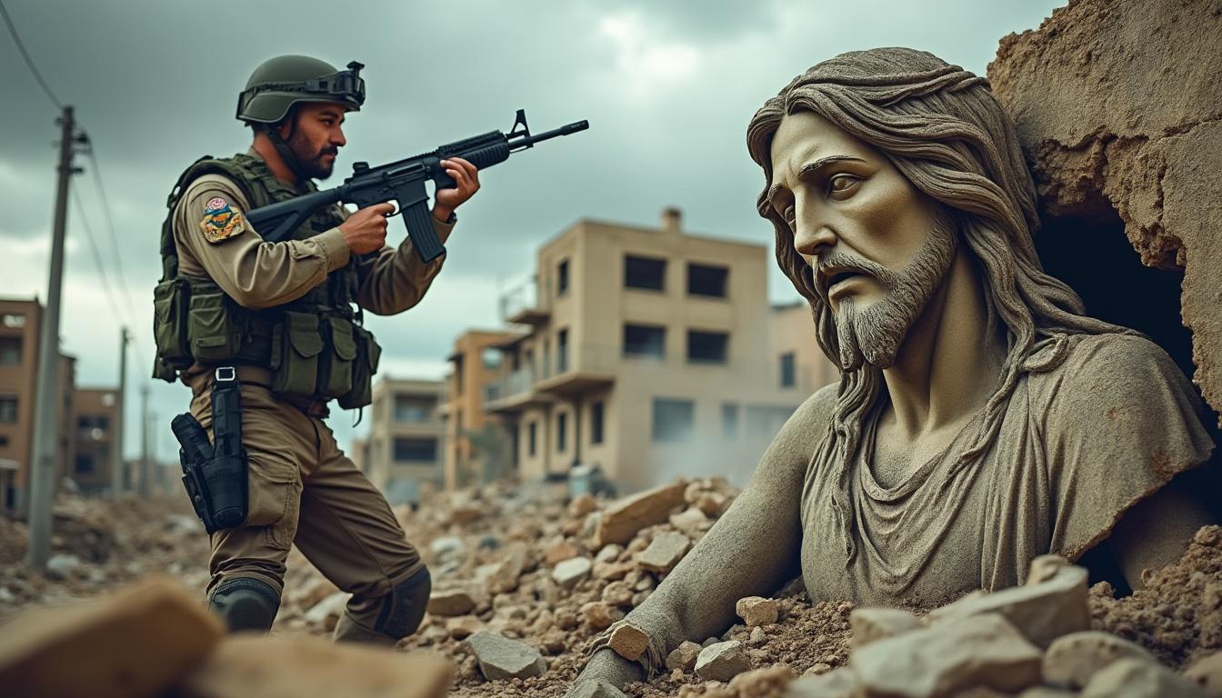 tsahal confirme l'authenticité d'une image montrant un soldat frappant une statue de jésus, suscitant une vive réaction dans le contexte du conflit au moyen-orient.