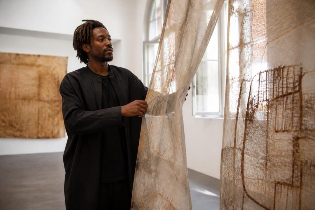 découvrez « sutura » de souleymane bachir diaw aux rencontres d’arles, une œuvre artistique captivante qui explore la notion de pudeur à travers une perspective culturelle unique.