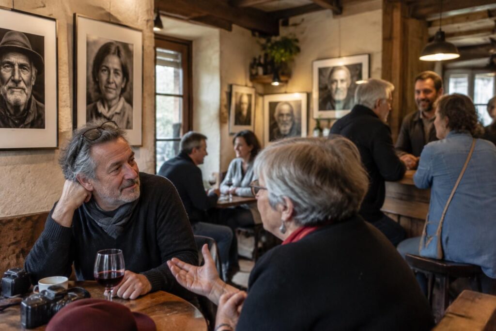 à lombez, alain bessat expose ses portraits de bistrots, hommage aux rencontres et aux histoires de celles et ceux qui font vivre ces lieux.